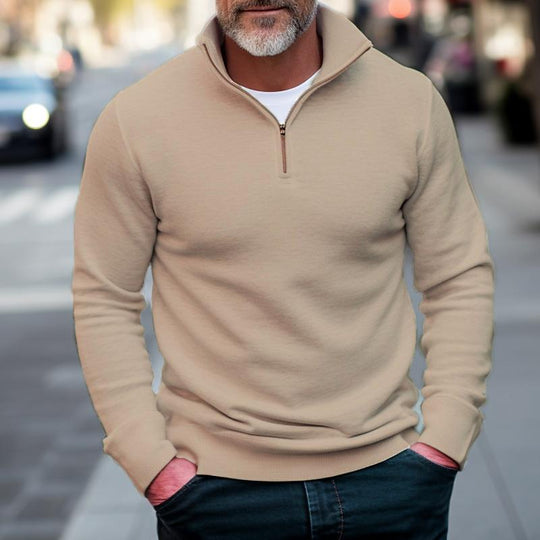Men's Casual Solid Color Half Stand Collar Zip Sweatshirt DTT25082001
