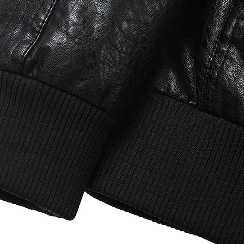 Men's Embroidered Leather Motorcycle Jacket 9261090177208