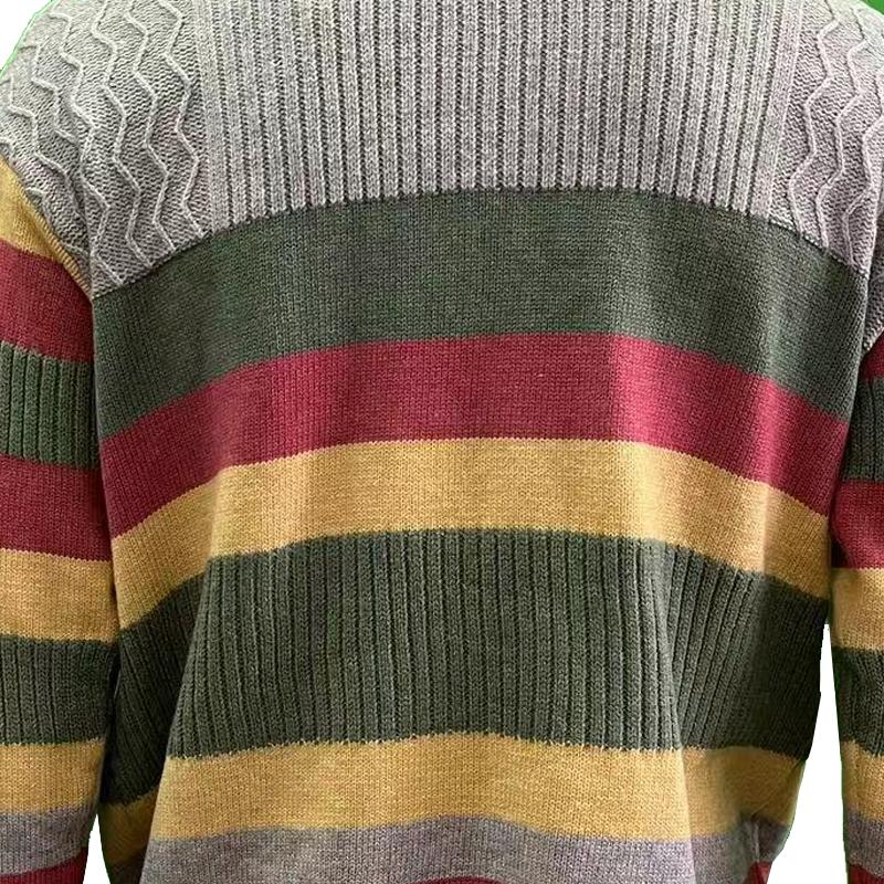 Men's Turtleneck Color Block Striped Knitted Sweater 9262177222840