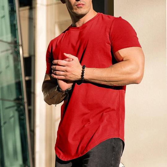 Men's Solid Color Loose Round Neck Short Sleeve T-Shirt 9261123829944