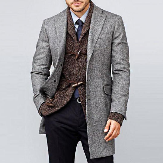 Men's Retro Casual Single Breasted Mid-Length Coat 9261111279800