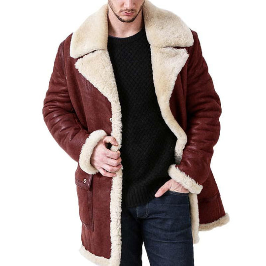 Men's Classic Casual Multi-Pocket Button Faux Fur Coat 9261110034616