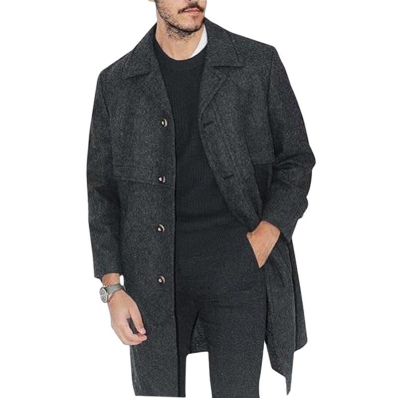 Men's Solid Color Single Breasted Long Suit Coat 9261106397368
