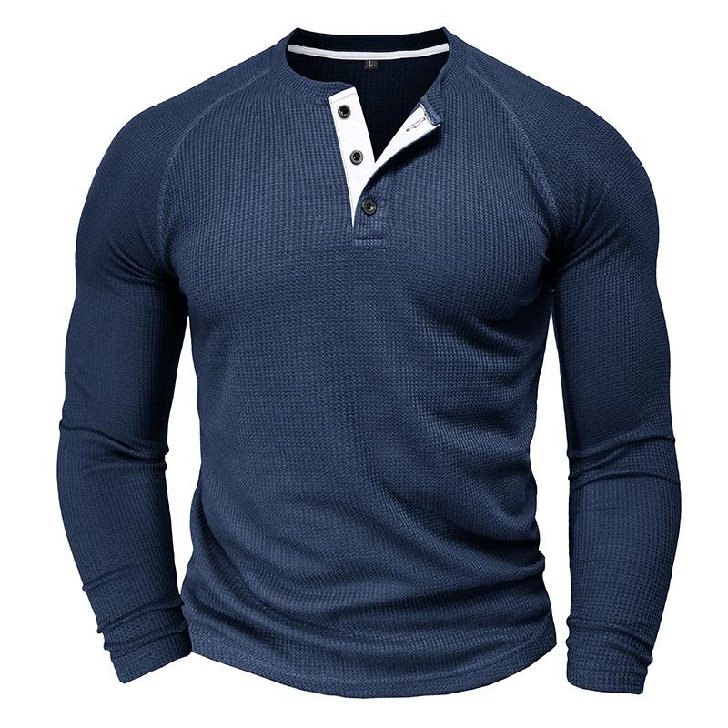 Men's Casual Round Neck Waffle Long Sleeve T-Shirt 9261135954104