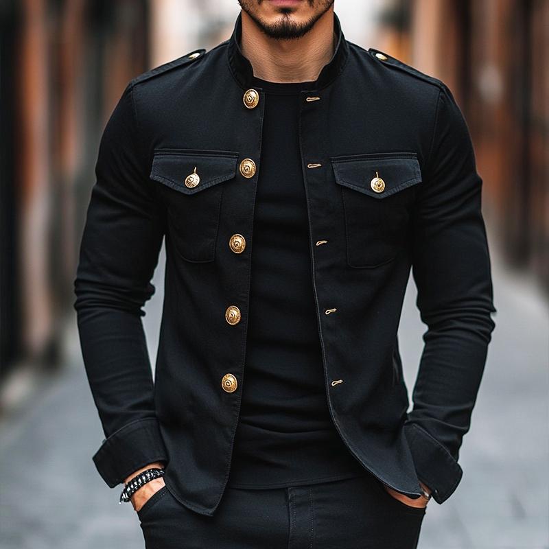 Men's Vintage Casual Solid Lapel Button Jacket 9885838475448