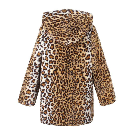 Men's Classic Casual Leopard Print Hooded Plush Faux Fur Coat 9261110231224