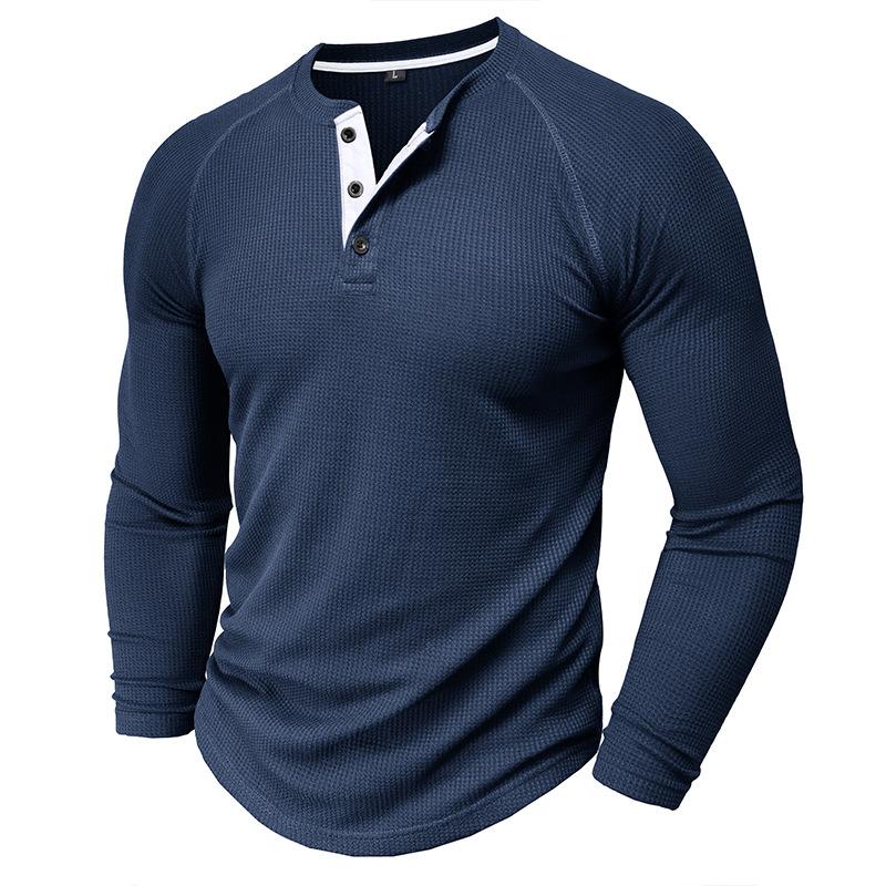 Men's Casual Round Neck Waffle Long Sleeve T-Shirt 9261135954104