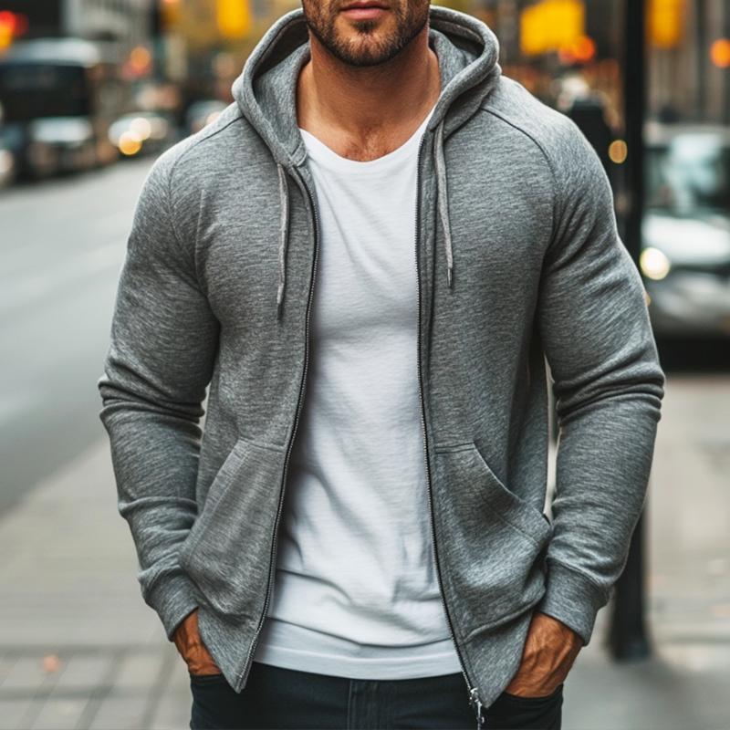 Men's Retro Casual Zipper Hooded Sweatshirt Jacket 9884641919160