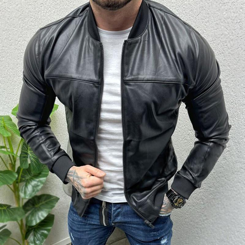 Men's Vintage Casual Leather Zipper Jacket 9261093781688