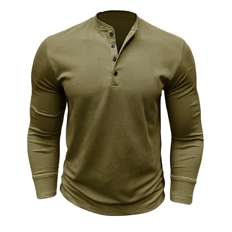 Men's Henley Collar Solid Long Sleeve T-Shirt 9261141852344