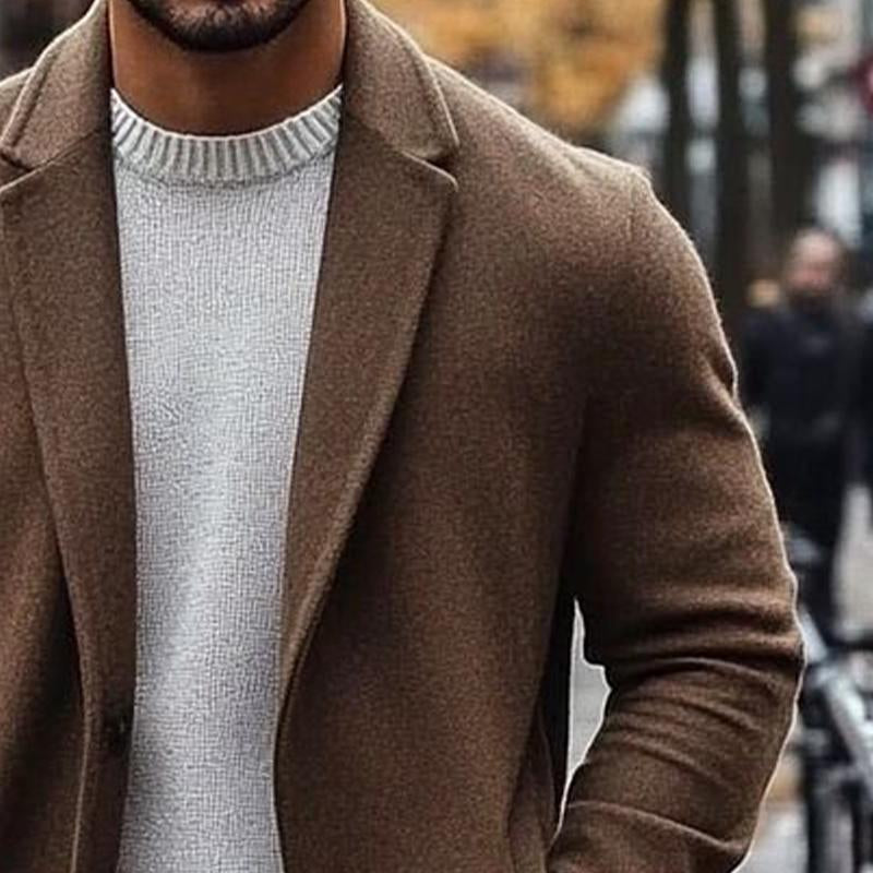 Men's Solid Color Single-breasted Loose Mid-length Coat 9261108592824