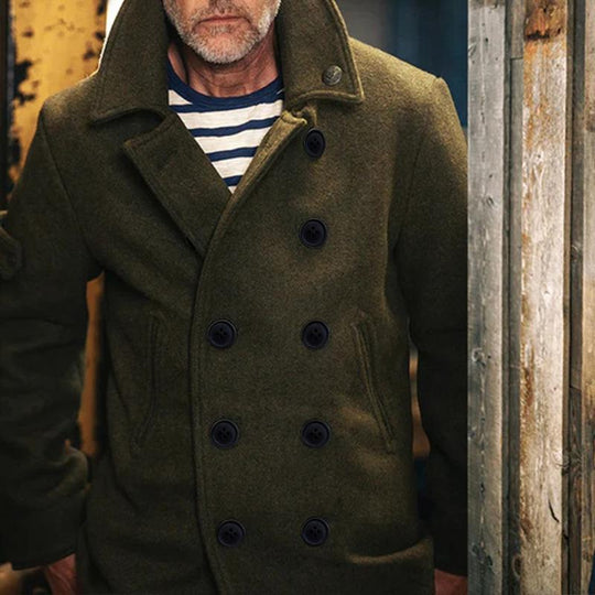 Men's British Style Solid Color Woolen Coat 9261105021112