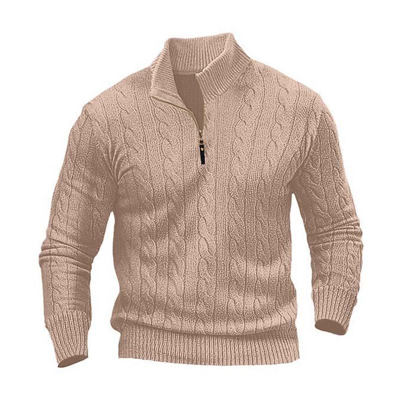 Men's Classic Casual Zip-Up Stand Collar Sweater 9268189593784