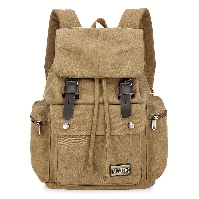 Men's Retro Outdoor Large Capacity Multi-Pocket Canvas Backpack 9262190133432