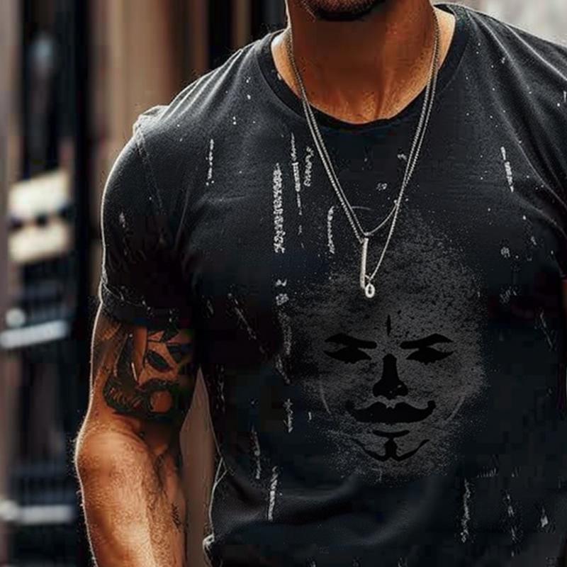 Men's Retro Round Neck Printed Short Sleeve T-Shirt Dtt25081919