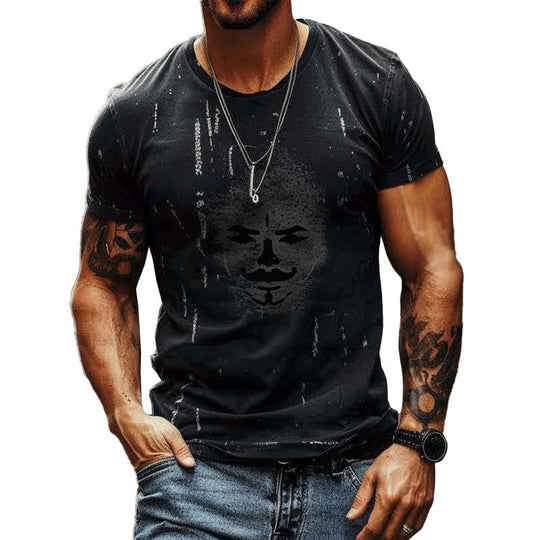 Men's Retro Round Neck Printed Short Sleeve T-Shirt Dtt25081919