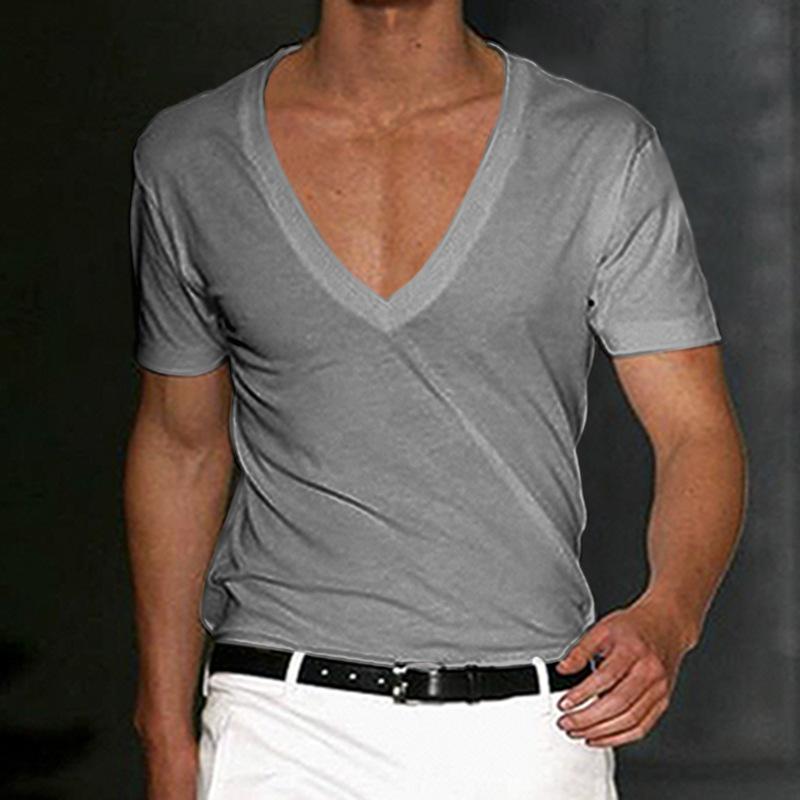 Men's Fitness Sports Solid Color Deep V Neck T-Shirt 9261119504568