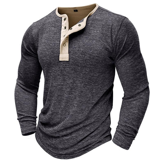 Men's Button Collar Long Sleeve T-Shirt 9261142835384