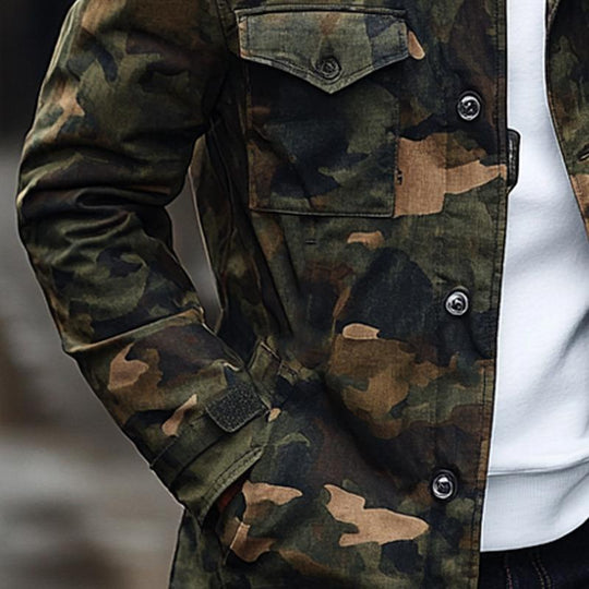 Men's Vintage Jungle Camouflage Hooded Coat 9879658660024