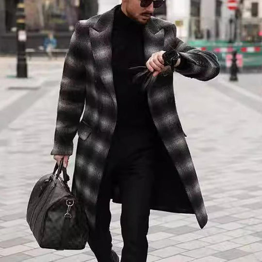 Men's Casual Check Single-breasted Coat 9261106593976