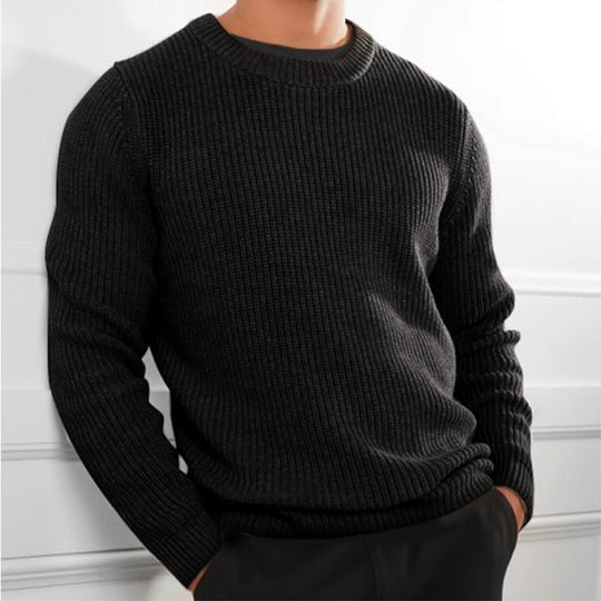 Men's Round Neck Solid Knit Sweater 9262176469176