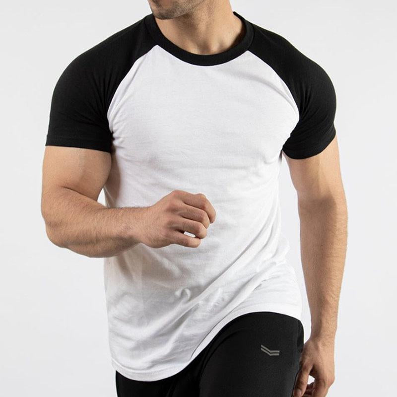 Men's Casual Round Neck Contrast Color Short Sleeve T-Shirt 9261124550840