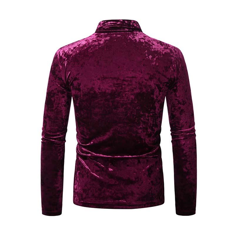 Men's Classic Retro Casual Turtleneck Suede Slim Long Sleeve T-Shirt 9261141622968