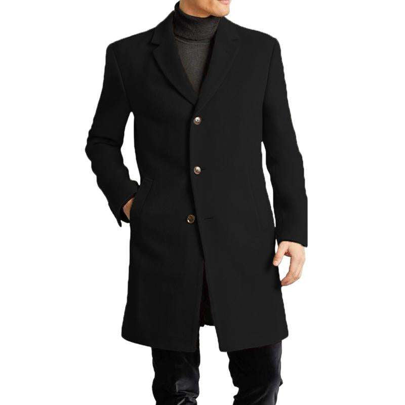 Men's Solid Color Single Breasted Lapel Coat 9261103481016