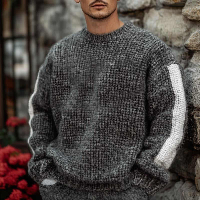 Men's Dark Grey Chunky Knit Sweater 9271923835064