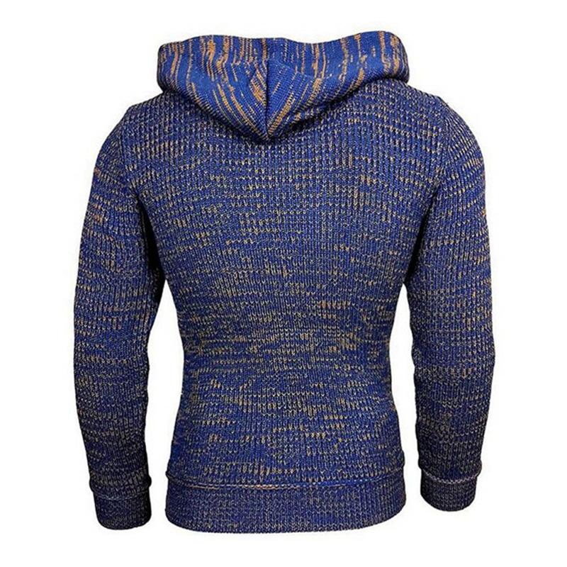 Men's Casual Hooded Long-Sleeved Pullover Knitted Hoodie 9262177026232