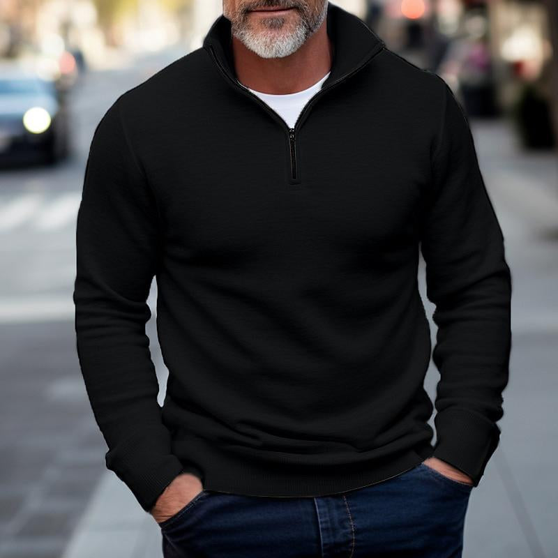 Men's Casual Solid Color Half Stand Collar Zip Sweatshirt DTT25082001