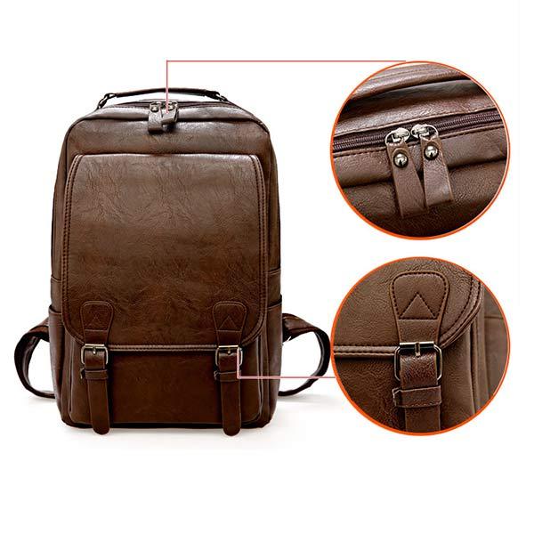 VINTAGE BUSINESS ZIP FLAP LEATHER BACKPACK 9262189117624