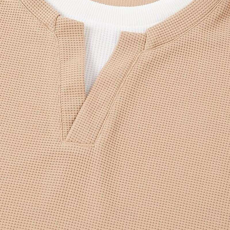 Men's Contrast Waffle Long Sleeve Sweatshirt 9887382831288