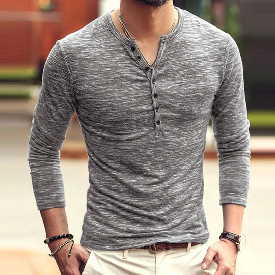 Men's Round Neck Solid Color Henley Shirt 9261122257080