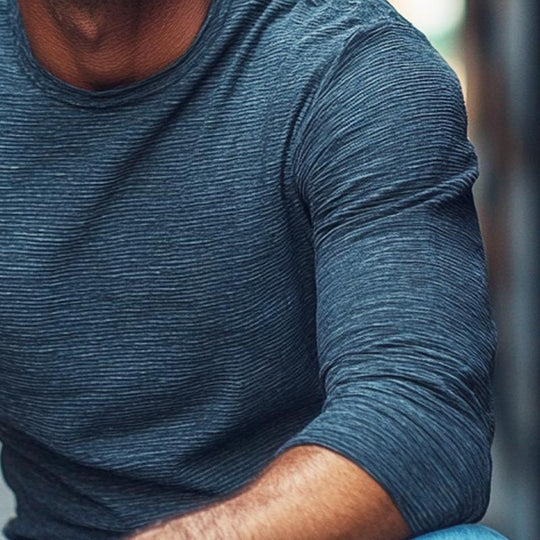 Men's Blended Round Neck Long Sleeve T-shirt 9879658004664