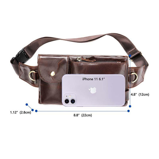 Men's Classic Genuine Leather Waist And Messenger Bag 9262189904056