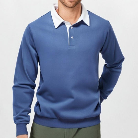 Men's Classic Casual Long Polo Neck Long Sleeve Sweatshirt Dtt25081905