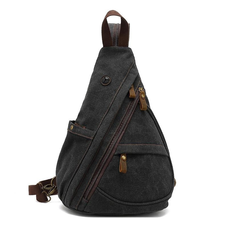 Men's Vintage Canvas Solid Color Chest Bag 9262188462264