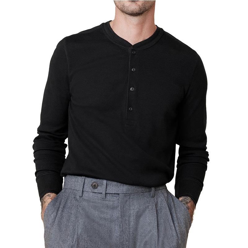 Men's Henley Collar Solid Long Sleeve T-Shirt 9261141852344