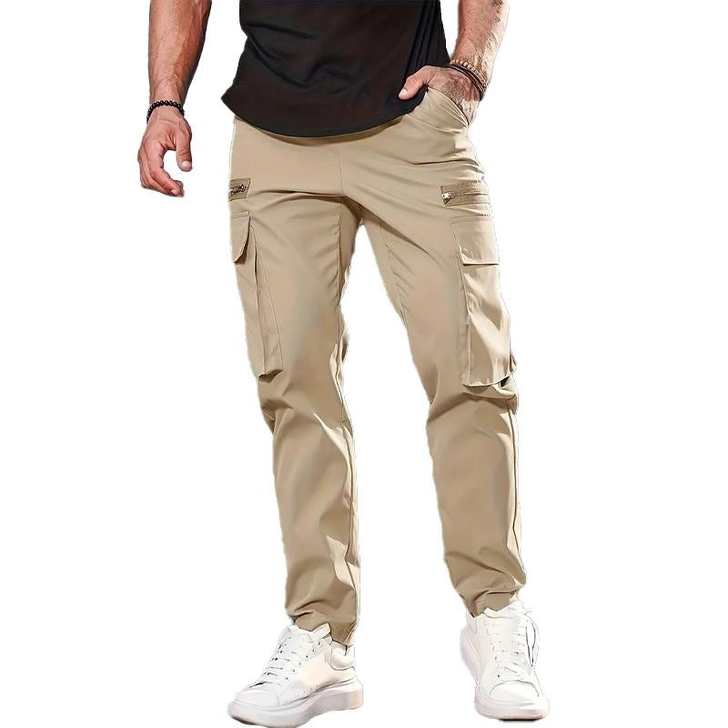 Men's Casual Solid Color Multi-Pocket Cargo Pants 9261763625144