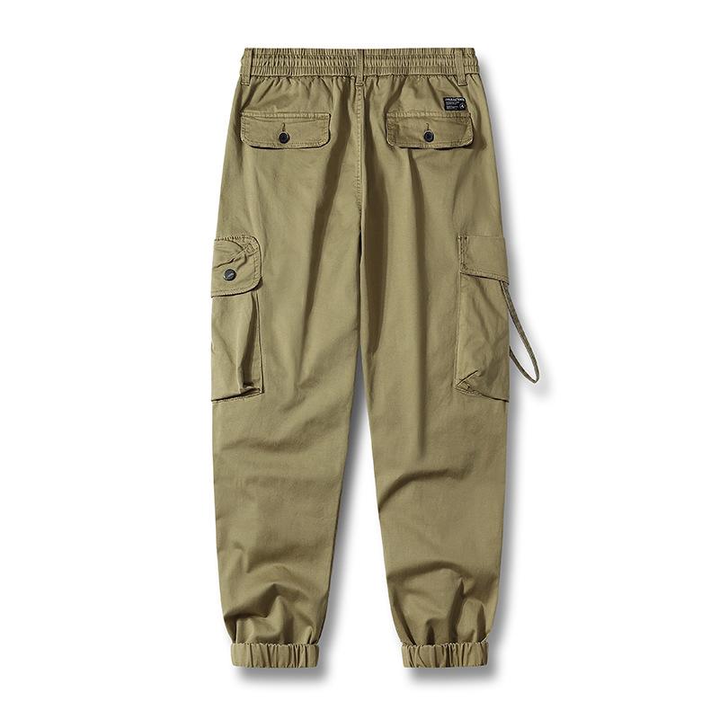 Men's Casual Solid Color Washed Cotton Multi-Pocket Cargo Pants 9261769752760