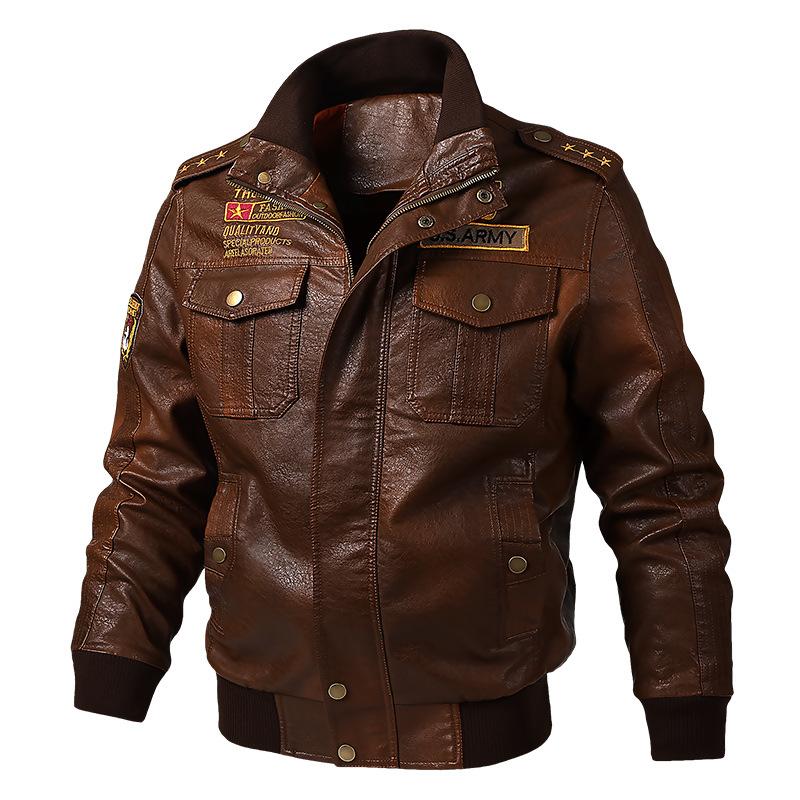 Men's Embroidered Leather Motorcycle Jacket 9261090177208