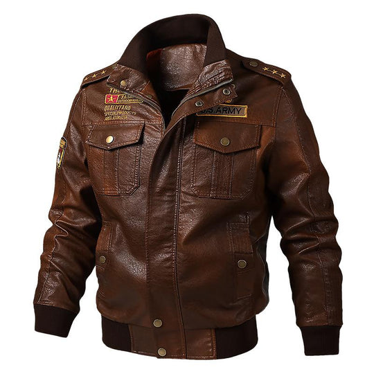 Men's Embroidered Leather Motorcycle Jacket 9261090177208