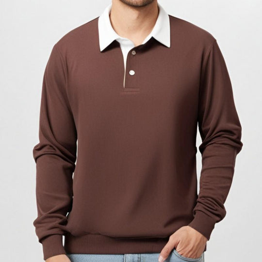 Men's Classic Casual Long Polo Neck Long Sleeve Sweatshirt Dtt25081905