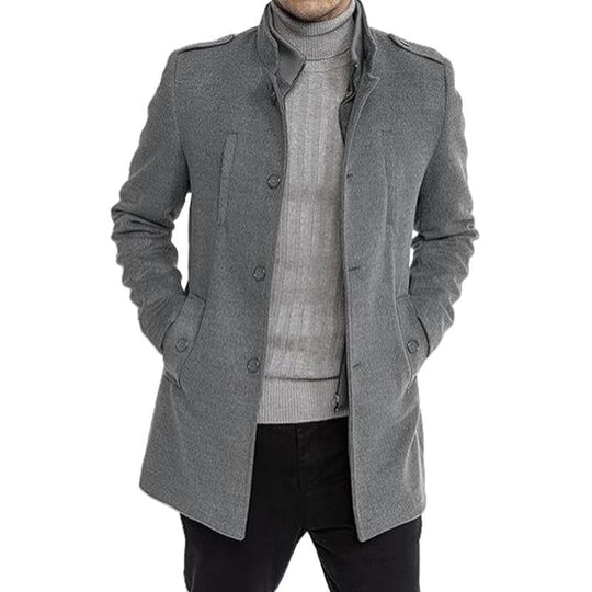 Men's Stand Collar Solid Color Zipper Jacket Fake Two-Piece Coat 9261104169144