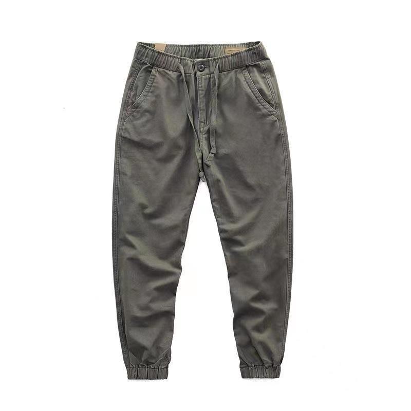 Men's Solid Color Elastic Waist Casual Cargo Pants 9261766738104