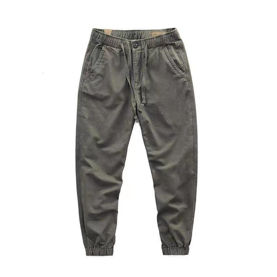 Men's Solid Color Elastic Waist Casual Cargo Pants 9261766738104