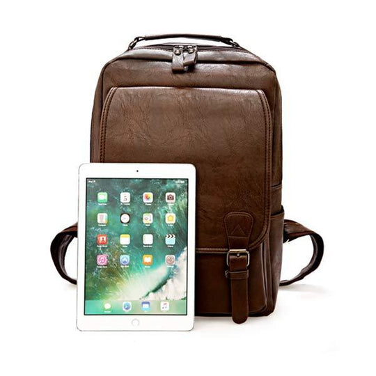 VINTAGE BUSINESS ZIP FLAP LEATHER BACKPACK 9262189117624