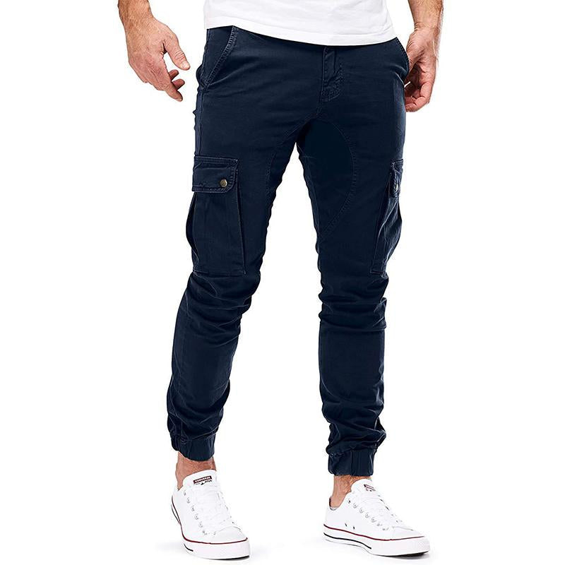 Men's Casual Multi-Pocket Solid Color Cargo Pants 9261762609336