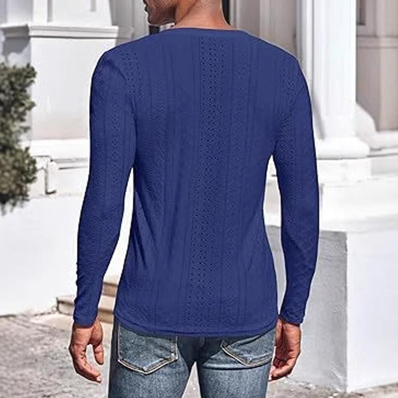 Men's Knitted Jacquard V-neck Long-sleeved T-shirt 9261136445624